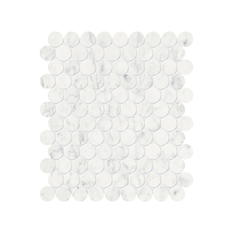 1.25″ Eterna Bianco Penny Round Polished Marble Mosaic 1 Sheet = .99 Sqft