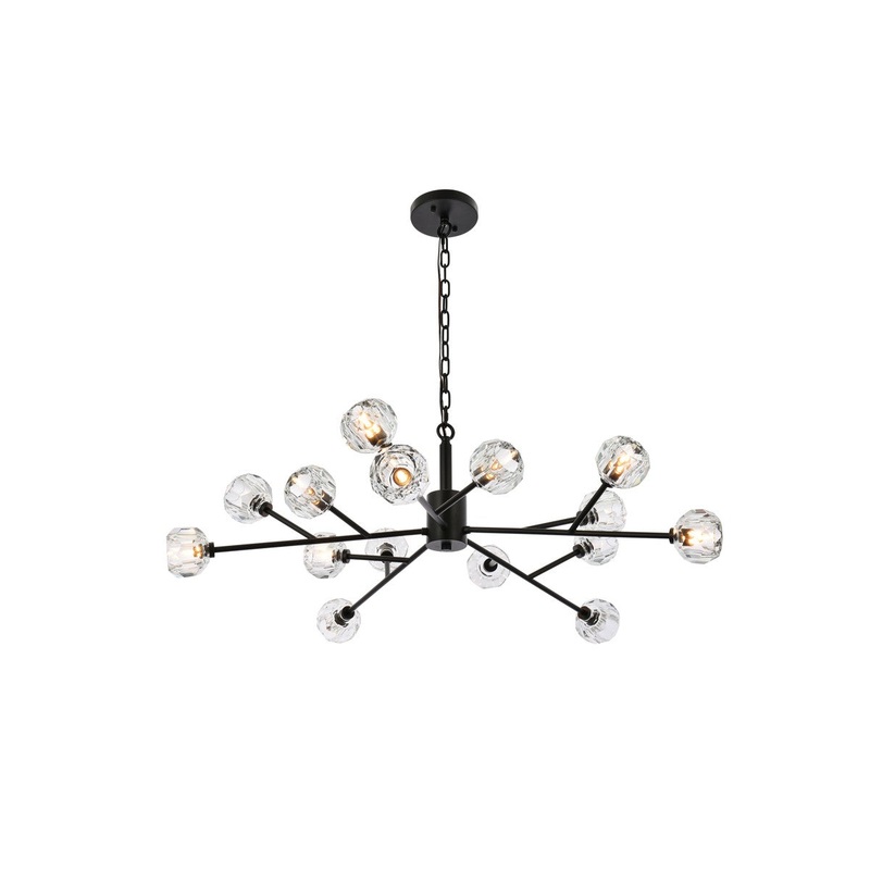 15 Light Pendant from the Graham Collection in Black And Clear Finish by Elegant Lighting