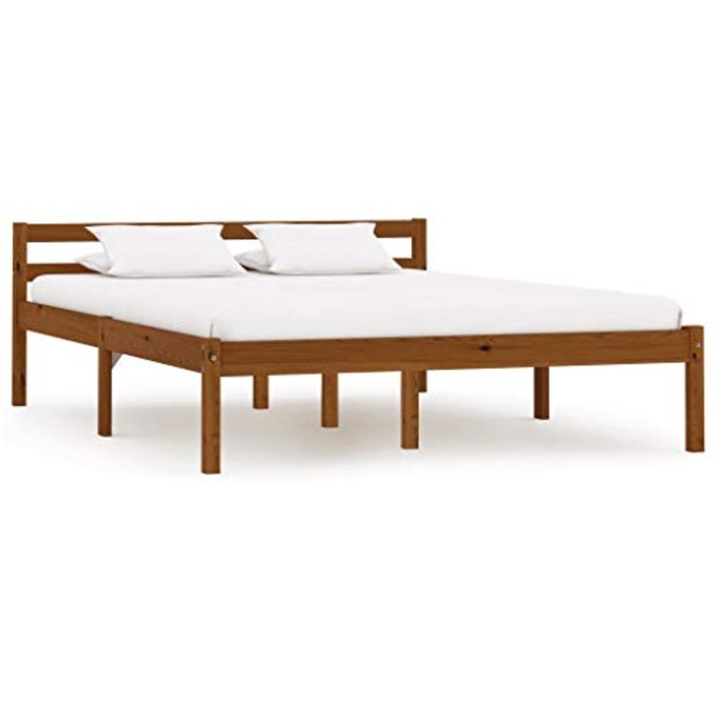 BIGTO – Struttura per letto in legno di pino massello, per camera da letto, colore: Marrone miele, 140 x 200 cm