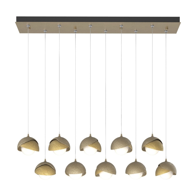 Brooklyn 10-Light Double Shade Pendant Soft Gold Modern Brass