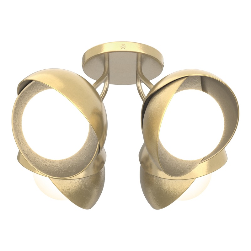 Brooklyn 4-Light Double Shade Semi-Flush Modern Brass Modern Brass