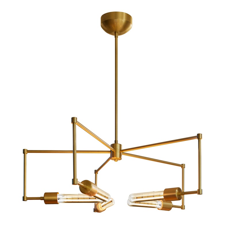 Chandelier from the Boomer Collection in Brushed Brass Finish by Stone Lighting