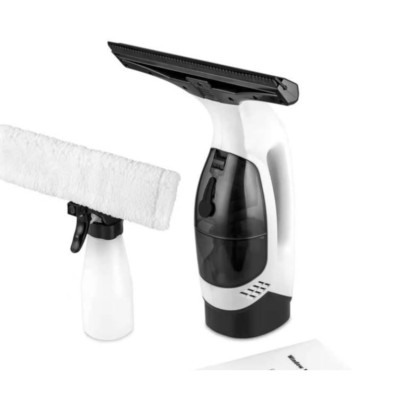Cordless Window & Surface Vacuum Cleaner Kit – Rechargeable, Streak-Free Squeegee with Spray Bottle(White)