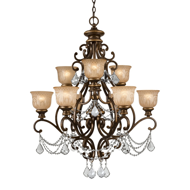 Crystorama 7509-BU-CL-SAQ Norwalk Nine Light Chandelier Bronze Umber