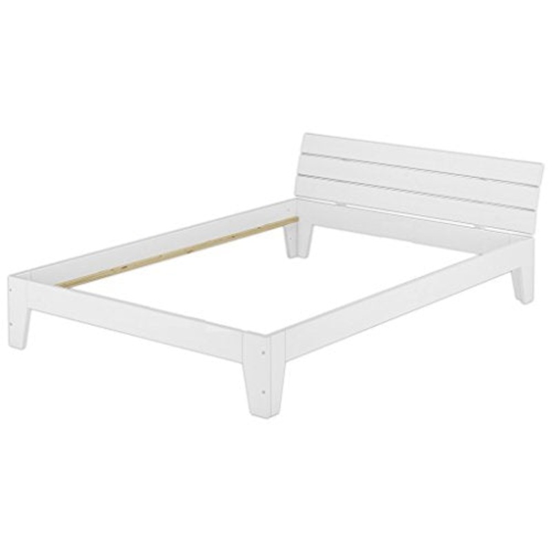 Erst-Holz Elegante Bianco Telaio Letto 120×200 in Pino Senza doghe e Materasso 60.54-12WoR
