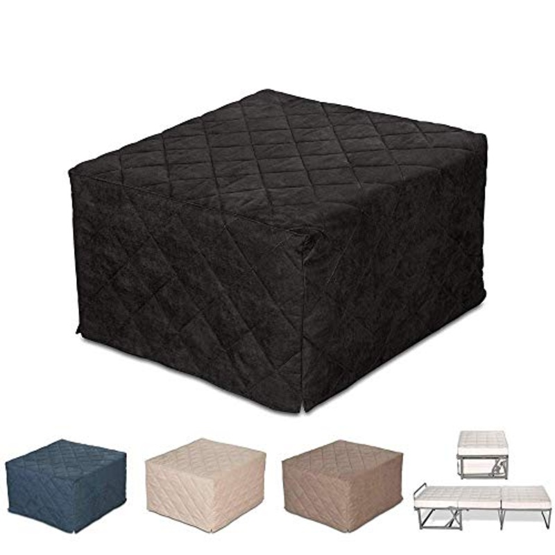 EVERGREENWEB – Pouf Letto Singolo con Materasso, Puff poggiapiedi, Materasso Ortopedico, Copertura sfoderabile e Lavabile, pouffe Soggiorno, cameretta Misura 76x78x47cm (Antracite)