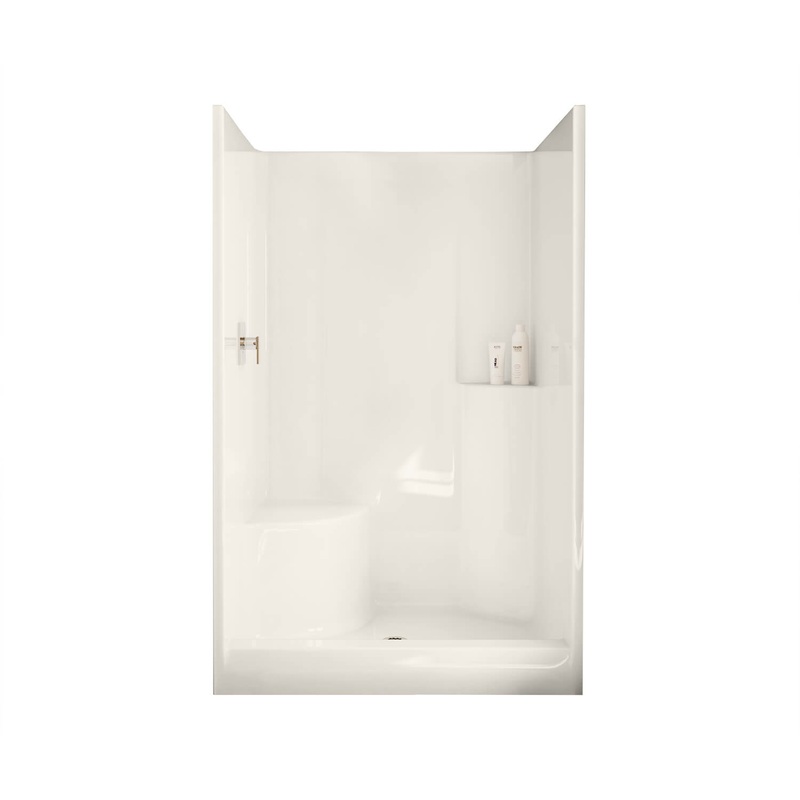 MAAX 102677-000-007-001 Evergreen 48 x 37 AcrylX Alcove Center Drain One-Piece Shower in Biscuit