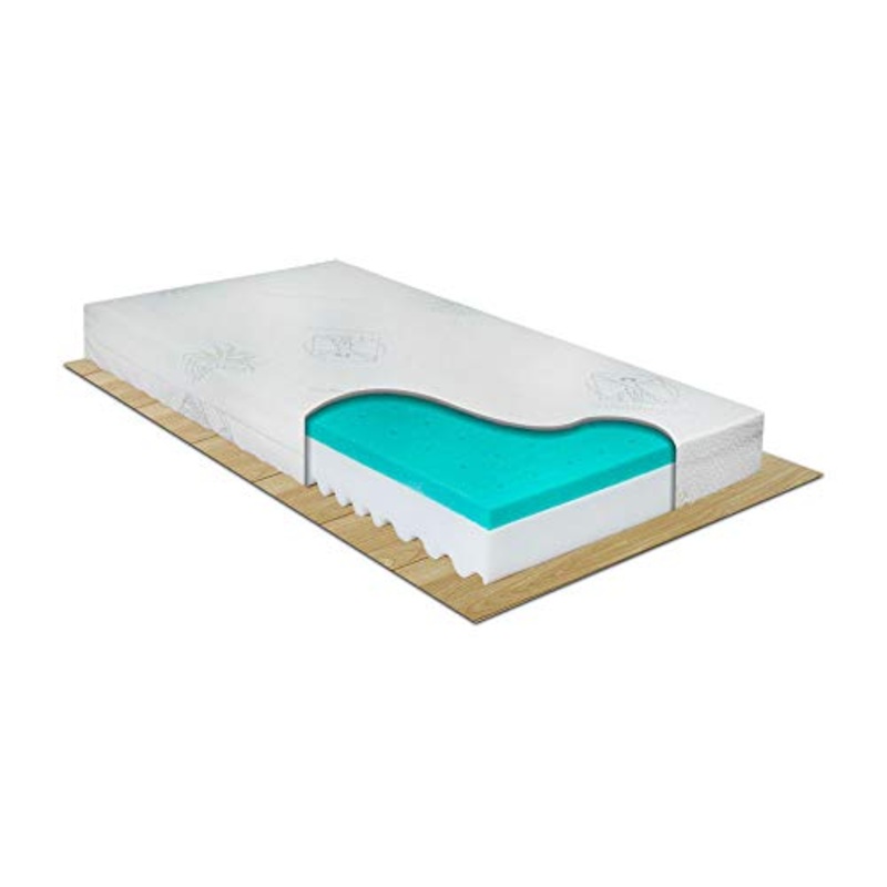 Materasso per culla bambino 60×120 cm in memory e waterfoam all’aloe vera, sfoderabile e lavabile per lettino culla, lato estivo e invernale