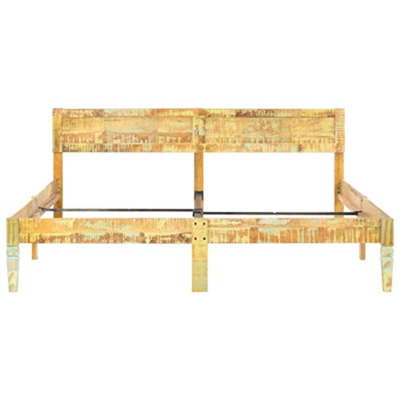 Montloxs Pratico giroletto in Legno massello di Recupero per Camera da Letto, Famiglia in Stile Moderno giroletto in Legno massello di Recupero 205x205x73 cm – Supporto Struttura in Acciaio