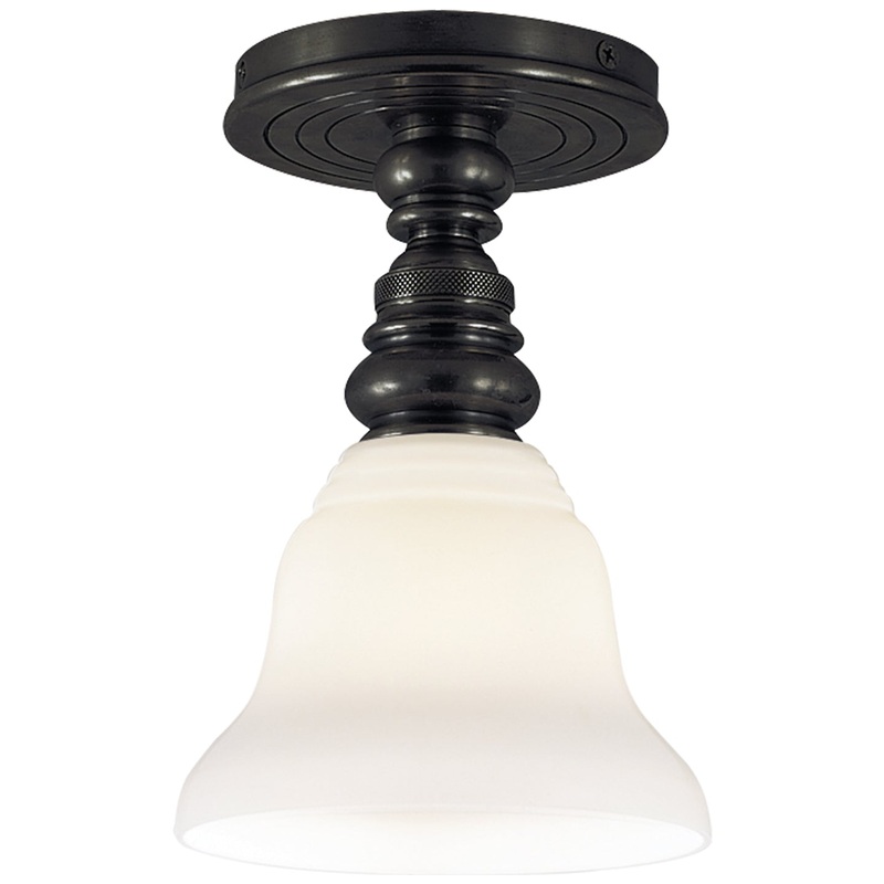 One Light Flush Mount from the Boston Collection in Bronze Finish by Visual Comfort Signature