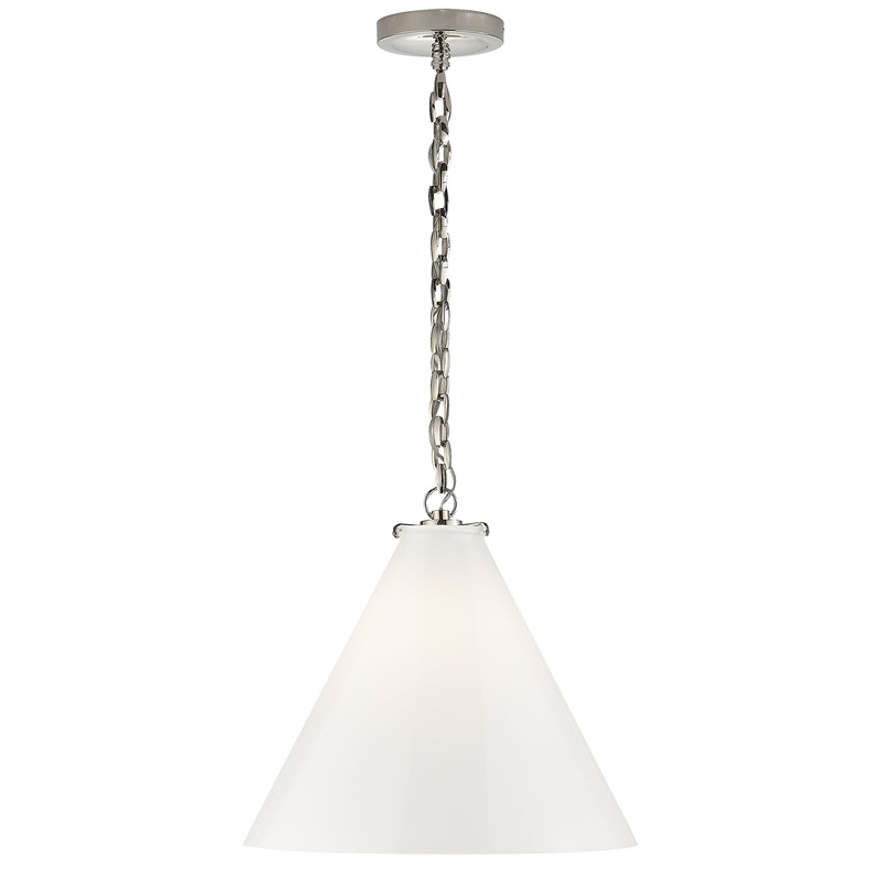 One Light Pendant from the Katie Conical Collection in Polished Nickel Finish by Visual Comfort Signature