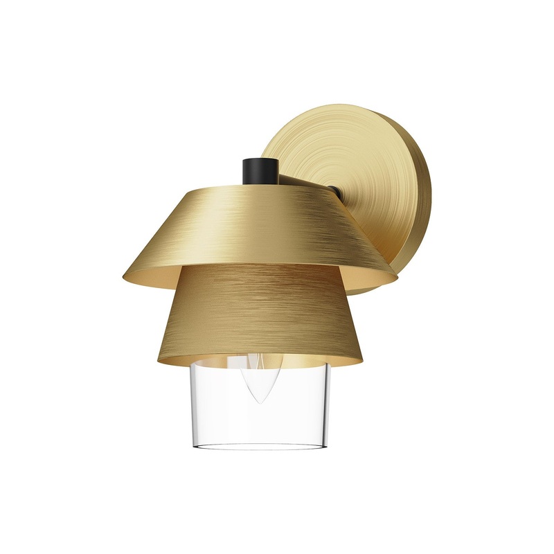 One Light Wall Sconce from the Tetsu Collection in Brushed Gold/Clear Glass|Matte Black/Clear Glass Finish by Alora
