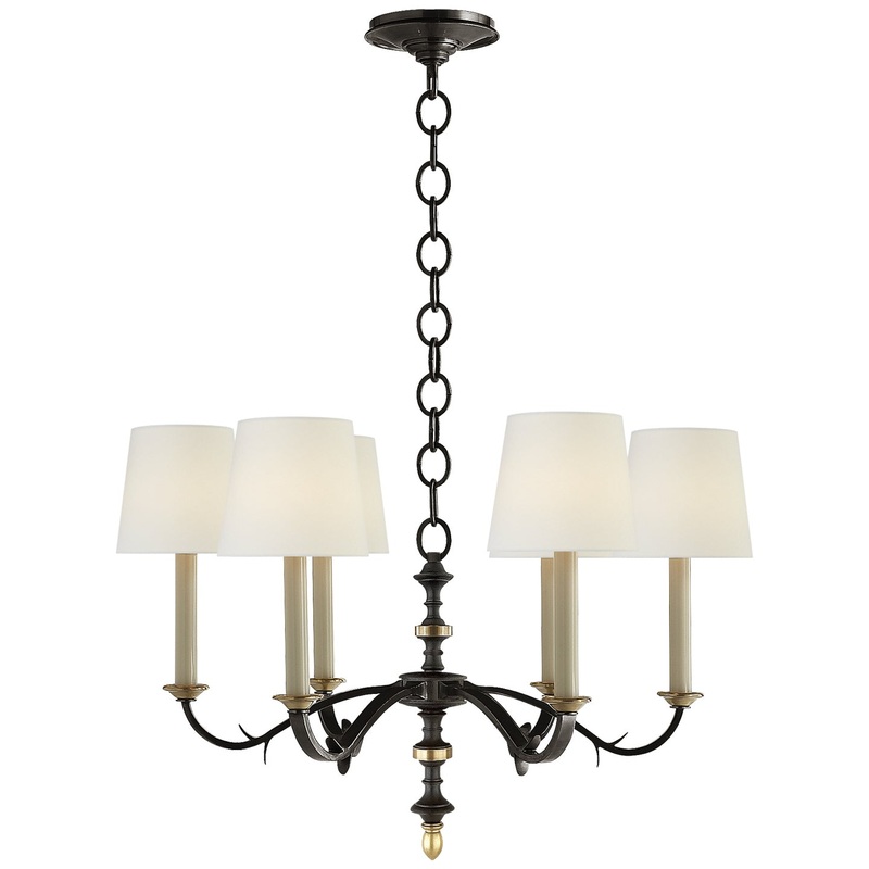 Six Light Chandelier from the Channing Collection in Black And Brass Finish by Visual Comfort Signature