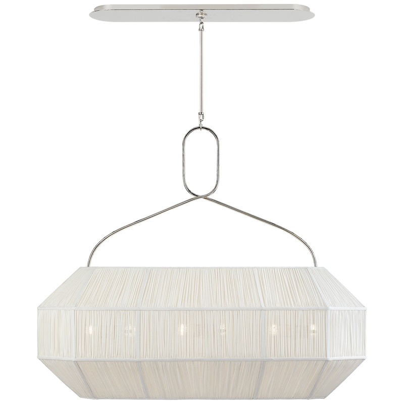 Six Light Linear Chandelier from the Forza Collection in Polished Nickel Finish by Visual Comfort Signature