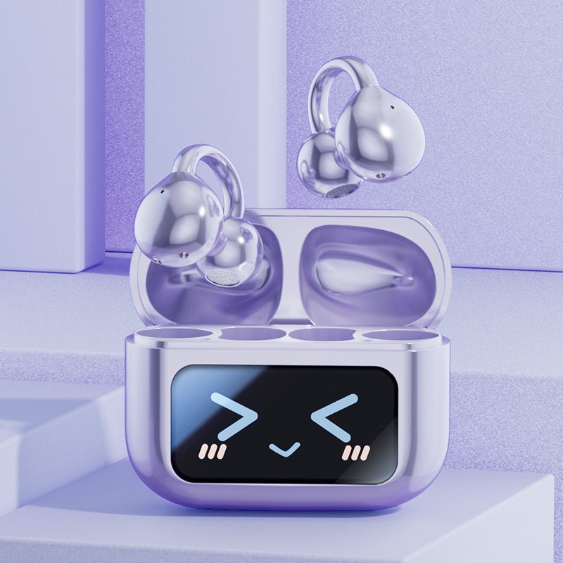 Smart TWS Earbuds with Full Touch Screen Case – Wireless 5.4, Open-Ear, Noise Reduction(purple)
