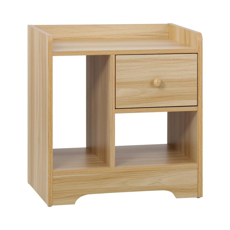 Bedside Table with Drawer & Storage Space Wooden
