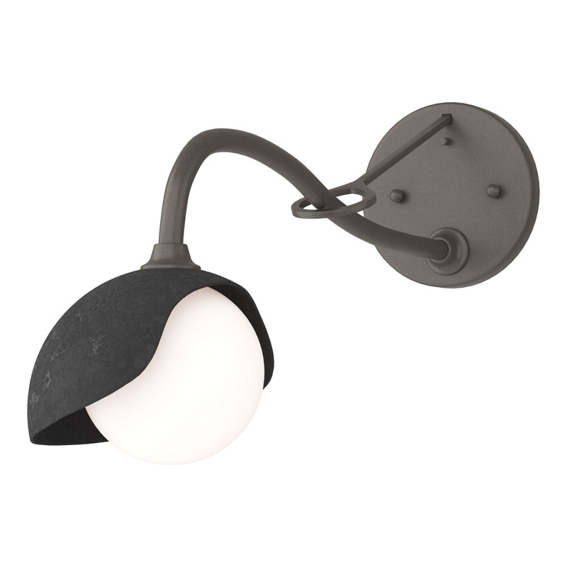 Brooklyn 1-Light Single Shade Long-Arm Sconce Dark Smoke Black