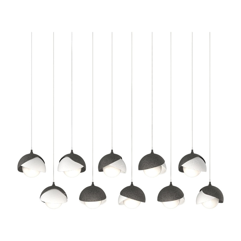 Brooklyn 10-Light Double Shade Pendant Natural Iron White