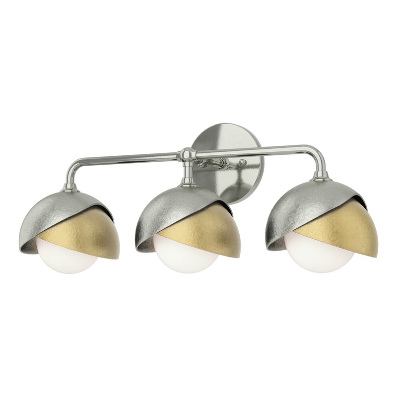 Brooklyn 3-Light Double Shade Bath Sconce Sterling Modern Brass
