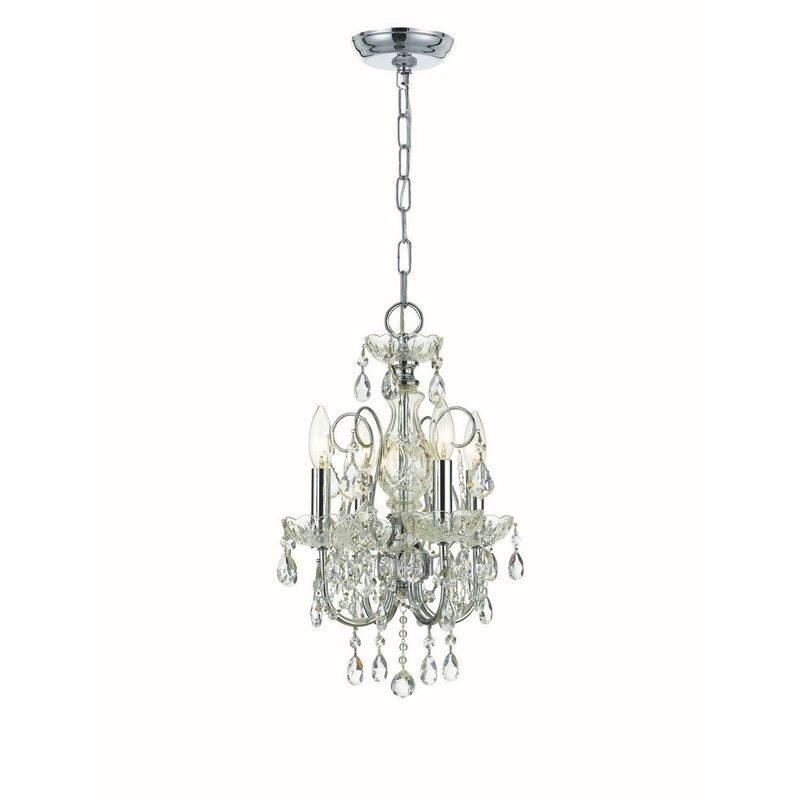 Crystorama 3224-CH-CL-MWP Imperial Four Light Mini Chandelier Polished Chrome