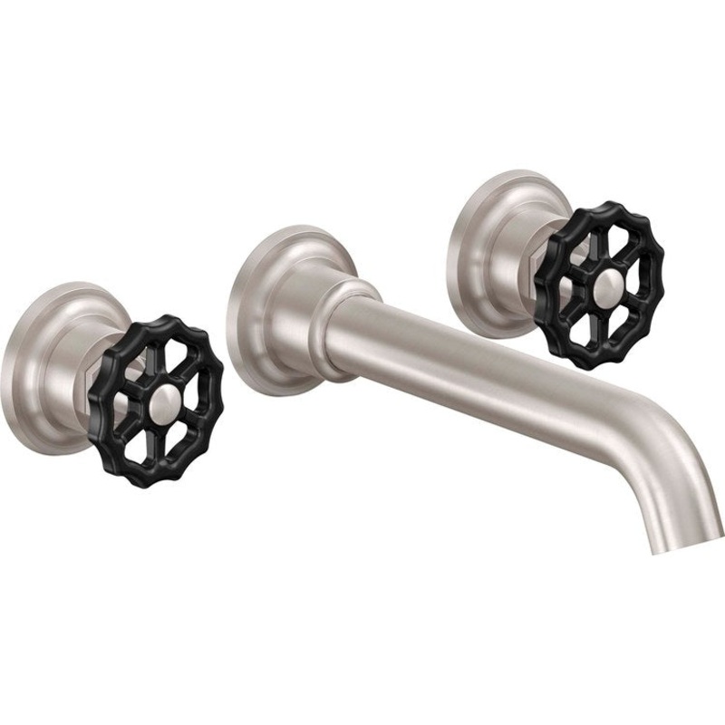 Lavatory Trim Descanso Works Vessel Wall 2 Black Wheel Satin Bronze 1.2 Gallons per Minute