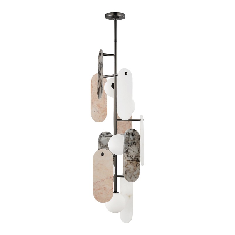 Megalith 5-Light Vertical LED Pendant Gunmetal Various Stone