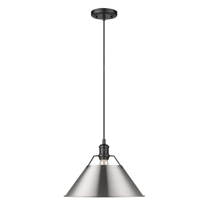 One Light Pendant from the Orwell Collection in Matte Black Finish by Golden