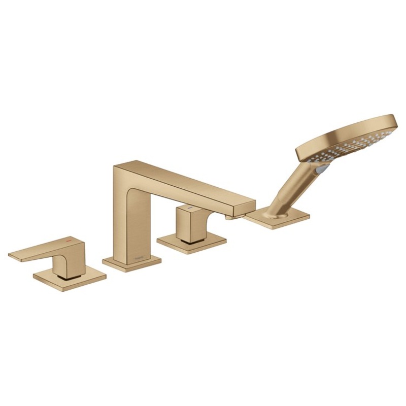 Roman Tub Trim Metropol Deck Mount with Handshower 2 Lever Brushed Bronze 8 Inch Spread 6.0 Gallons per Minute
