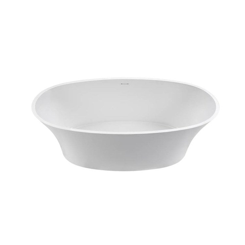 Soaking Tub Adeline 64 x 31 Inch Freestanding Center Drain White Gloss Mineral Composite