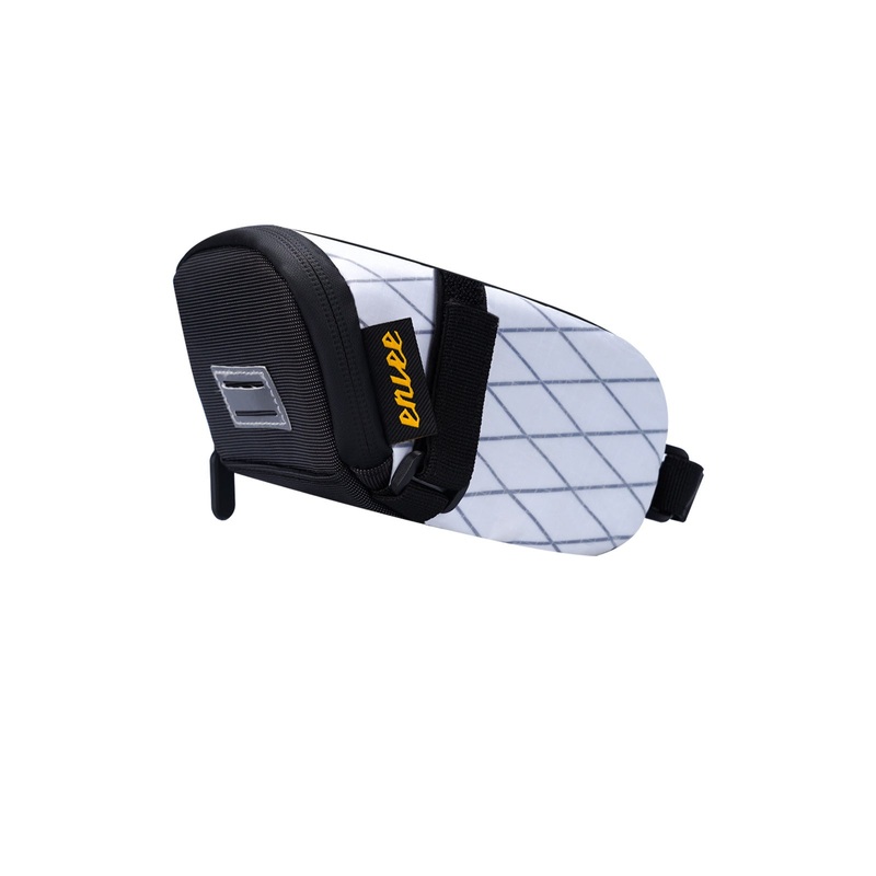 White And Black Water-Resistant Bicycle Saddle Bag – 1.3L Reflective Seat Pack for Road & Mountain Bikes