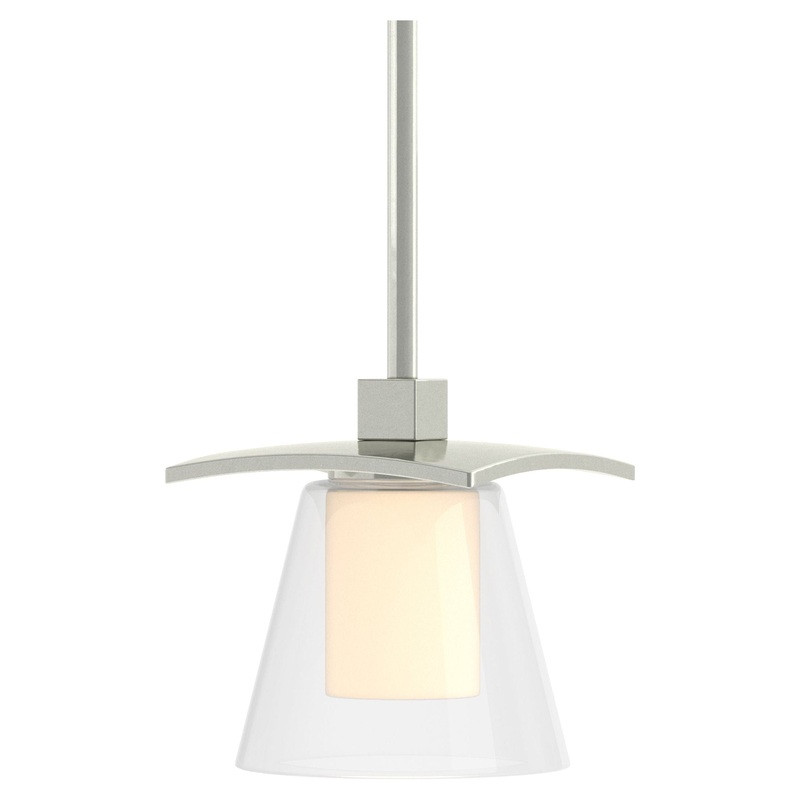 Wren Mini Pendant Sterling Clear Glass with Opal Diffuser (ZU)
