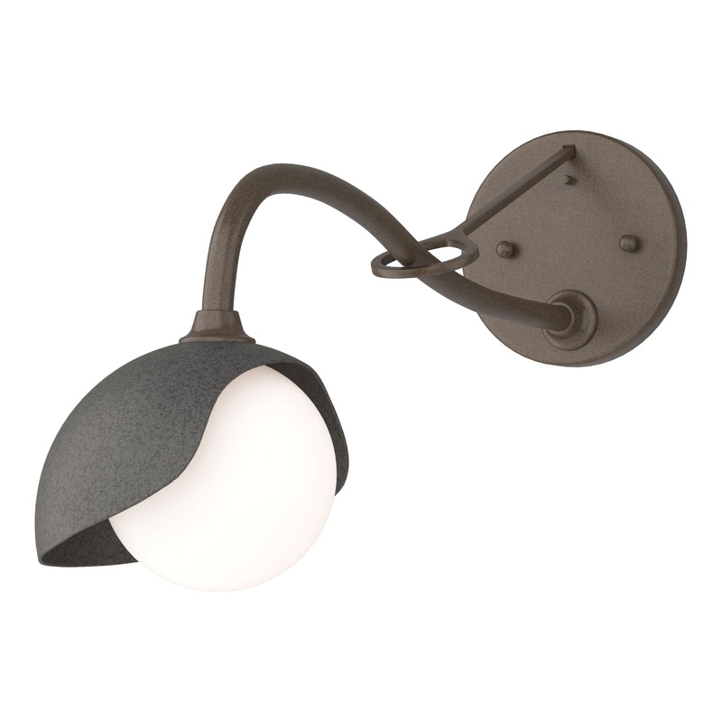 Brooklyn 1-Light Single Shade Long-Arm Sconce Bronze Natural Iron