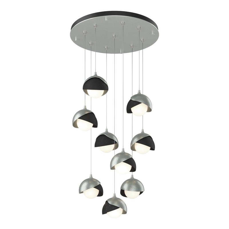 Brooklyn 9-Light Double Shade Pendant Vintage Platinum Black