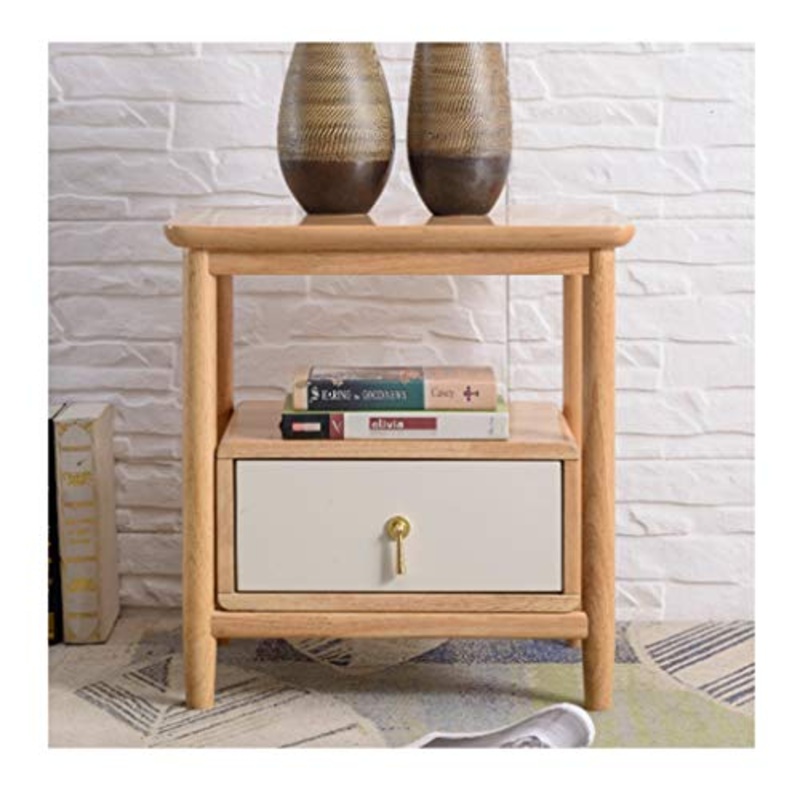Comodino In massello Comodino, 2-Tier Tavolino Tavolino con cassetto, dell’organizzatore di immagazzinaggio e Open Table Shelf Camera Comodino Comodini letto ( Color : Light brown , Dimensione : B )
