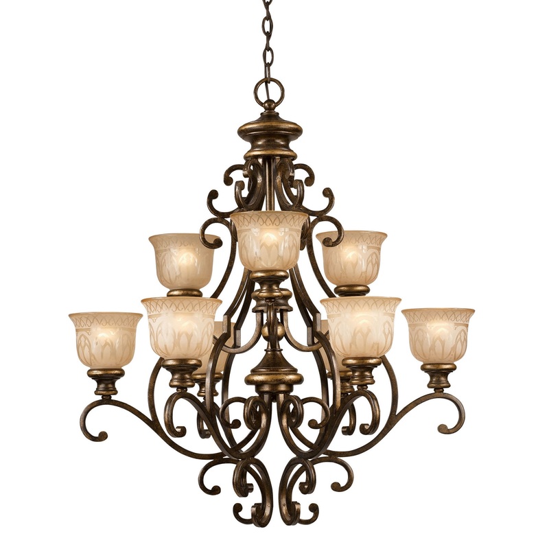 Crystorama 7409-BU Norwalk Nine Light Chandelier Bronze Umber