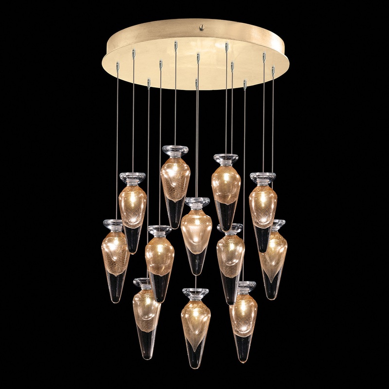 Essence 21″W Round Pendant Gold/Gold Tear