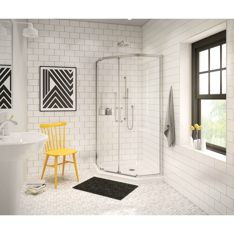 MAAX 101422-000-001-000 Neo-Angle Base 36 3 in. 36 x 36 Acrylic Corner Left or Right Shower Base with Corner Drain in White