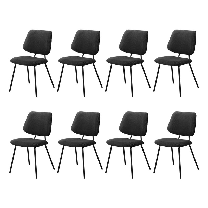 Oikiture 8x Dining Chair Vintage Retro Polyester Padded Dark Grey