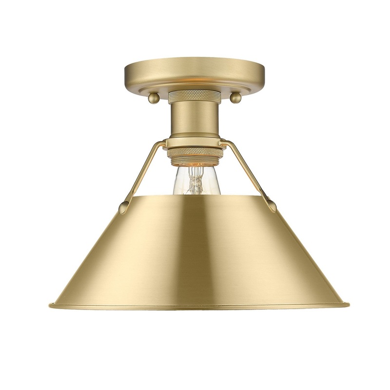 One Light Flush Mount from the Orwell Collection in Brushed Champagne Bronze Finish by Golden