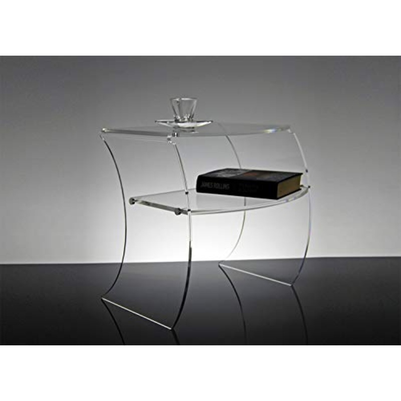 Slato Comodino da Notte dal Design Moderno a Due Ripiani in plexiglass Trasparente Urano
