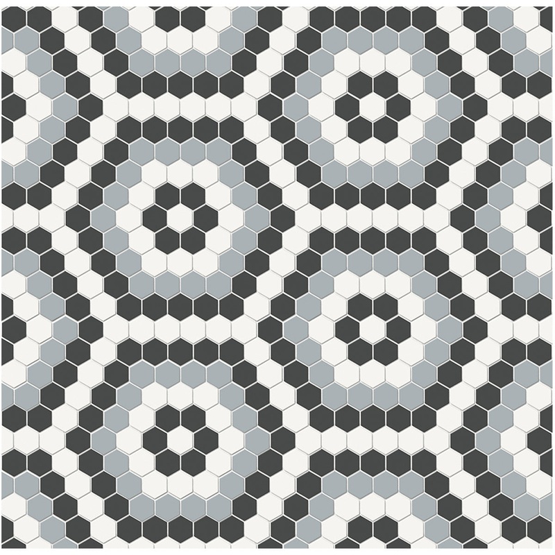 Soho Dawn Blend Hexagon Pattern Matte Porcelain Mosaics. 1 Sheet = .83 Sq. Ft.
