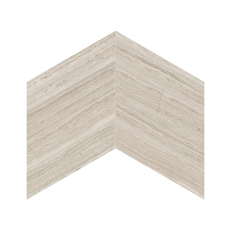 2″ x 8″.5 Strada Mist Limestone Honed Mosaic 1 Sheet = .99 Sqft Chevron