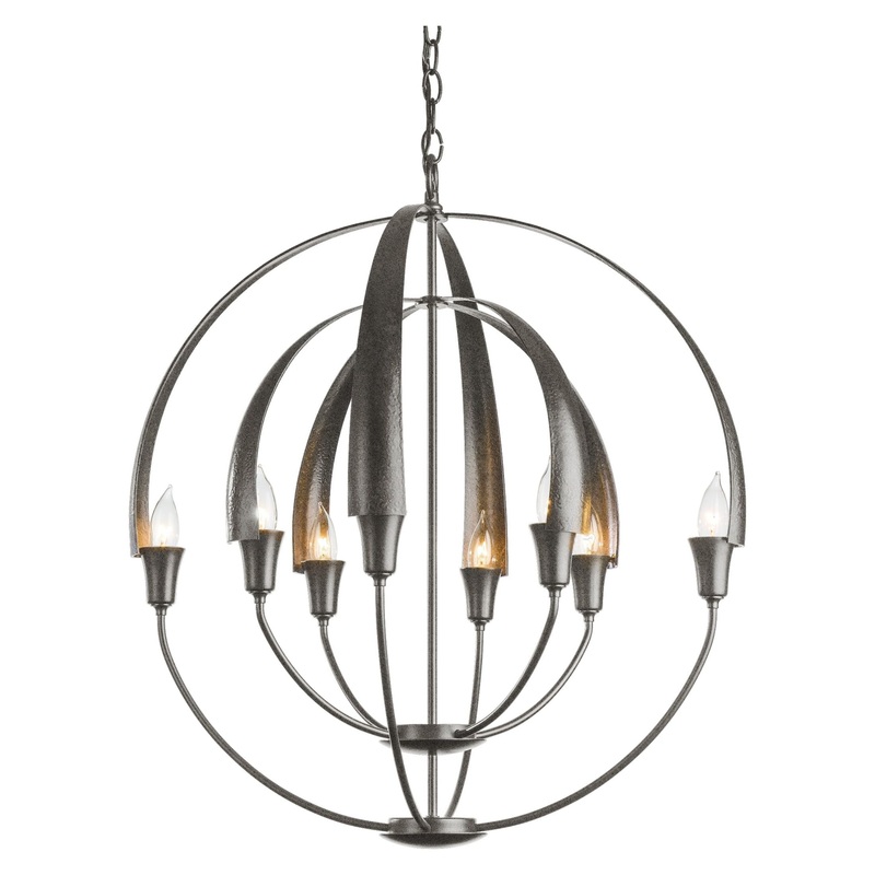 Double Cirque Chandelier Natural Iron