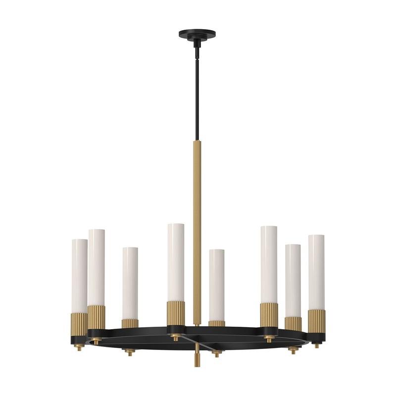 Eight Light Chandelier from the Rue Collection in Brushed Gold|Matte Black/Brushed Gold|Warm Bronze Finish by Alora