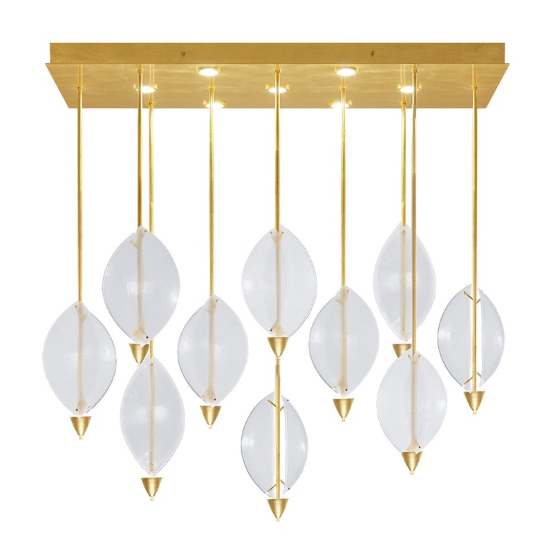 Embark 59″W Rectangular Pendant Gold Leaf/Clear