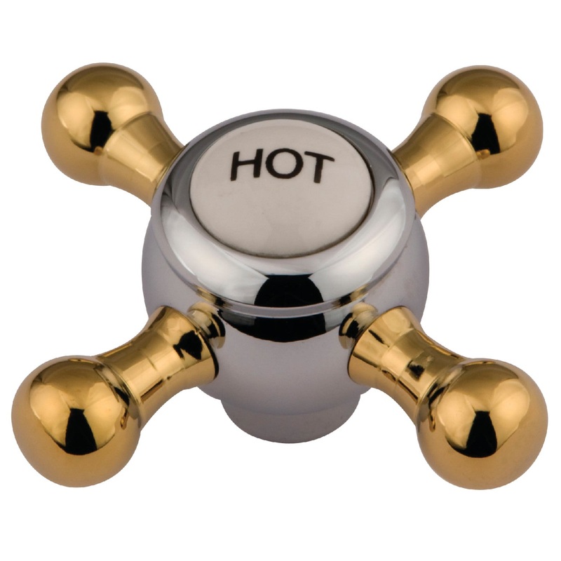 KSH4464BXH Hot Metal Cross Handle, Polished Chrome/Polished Brass
