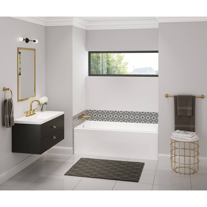 MAAX 106394-000-001-001 Bosca 6030 IFS Acrylic Alcove Left-Hand Drain Bathtub in White