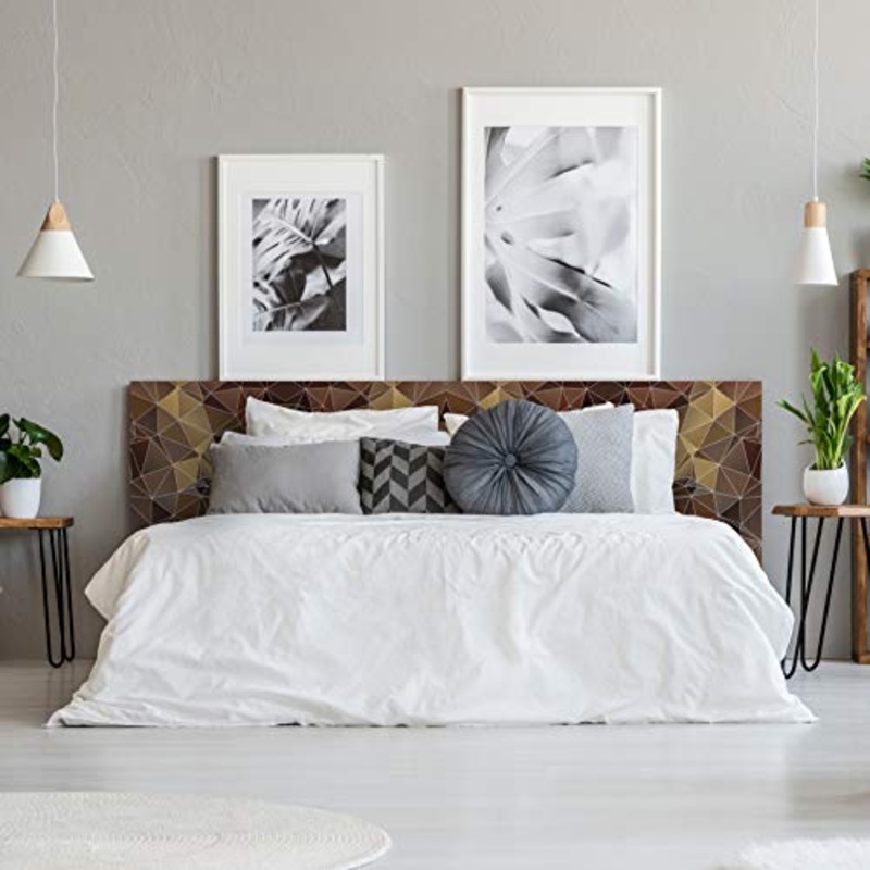 MEGADECOR Testiera per letto in PVC, decorativa, economica, motivo Prisma astratto, marrone, diverse misure (200 cm x 60 cm)