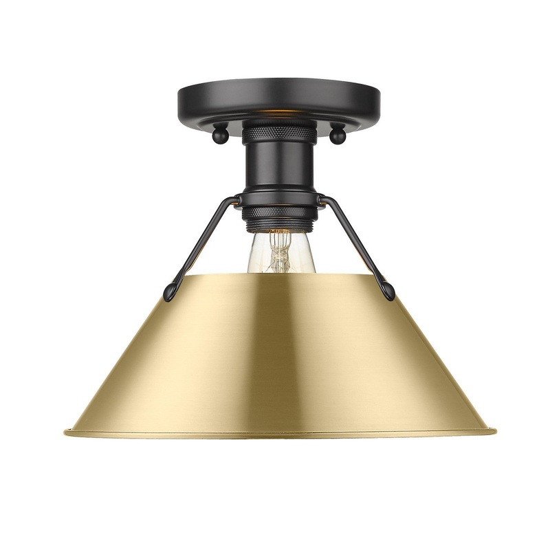 One Light Flush Mount from the Orwell Collection in Matte Black Finish by Golden