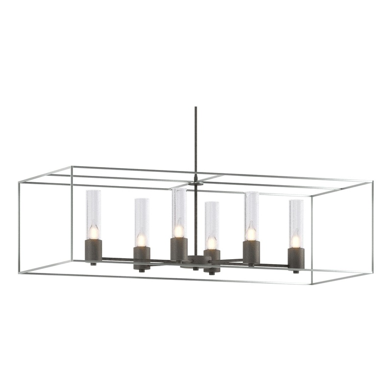 Portico Pendant Natural Iron Vintage Platinum Seeded Clear Glass (II)